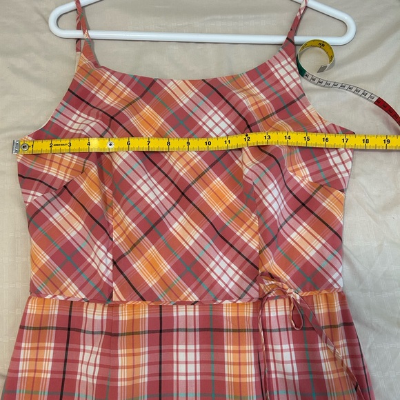 🩷🧡Ann Taylor Plaid Midi Dress in Pink and Orange size 8 Like New - Picture 4 of 7